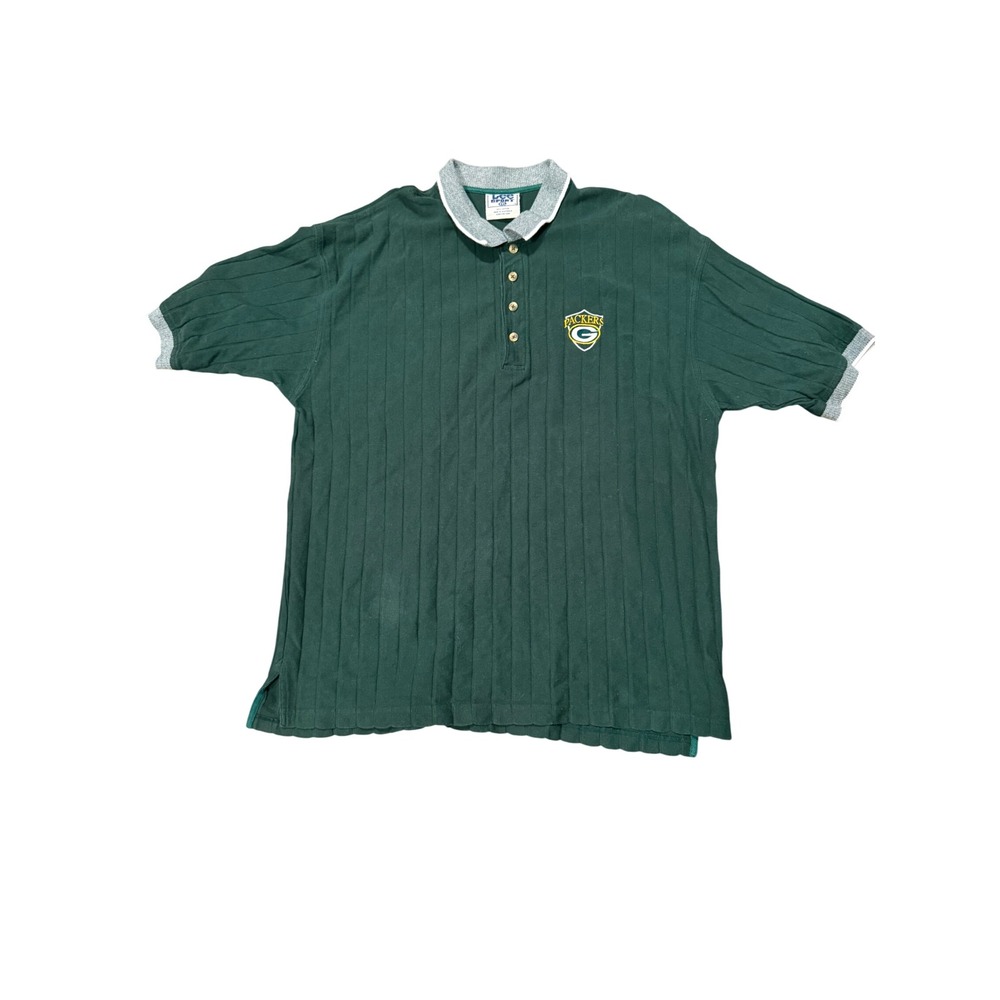 Vintage Lee Sport Green Bay Packers Polo Shirt Mens XXL Green Ribbed Cotton NFL